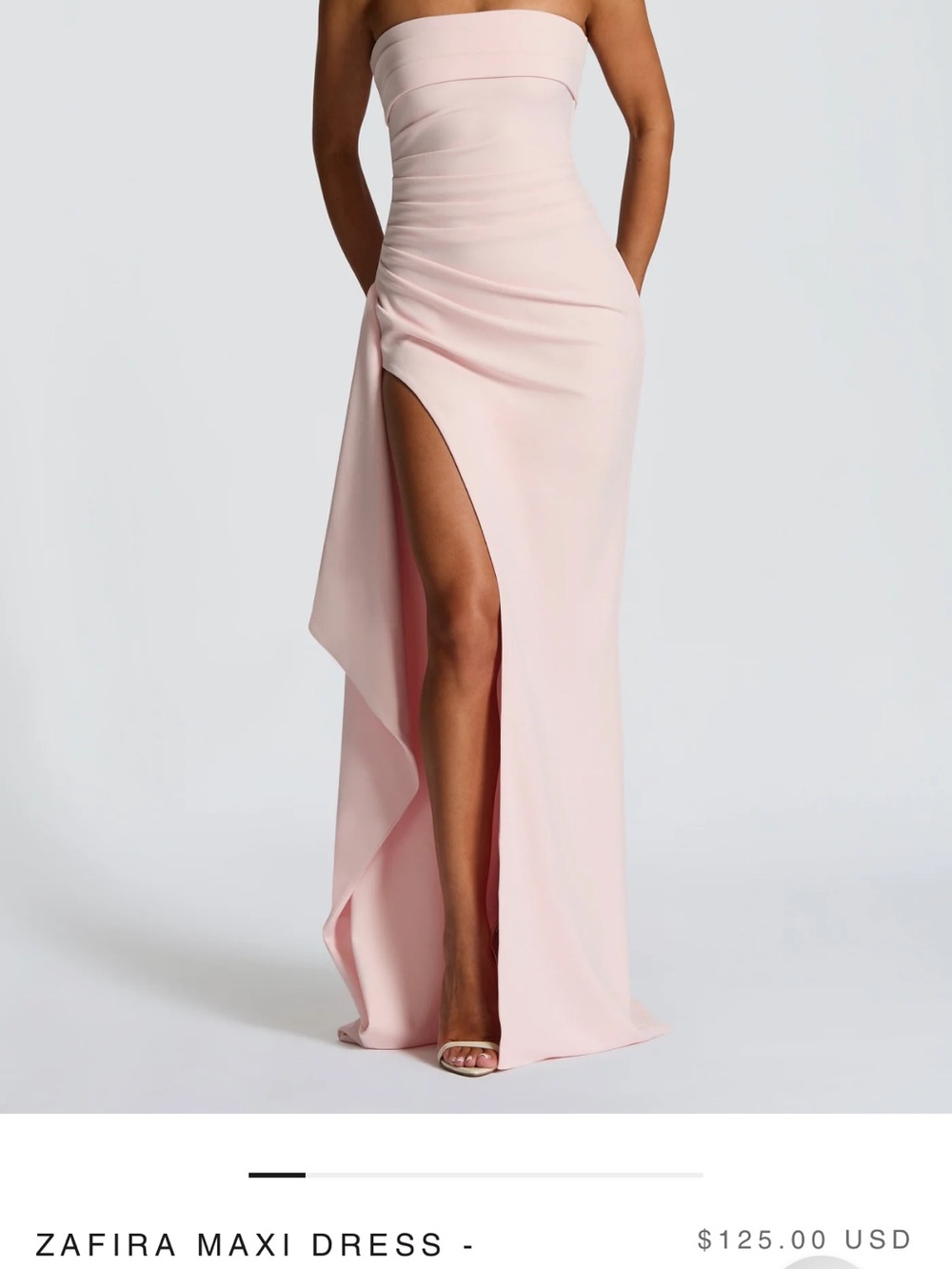 Zafira Strapless Pink Maxi Skirt with High Side Slit